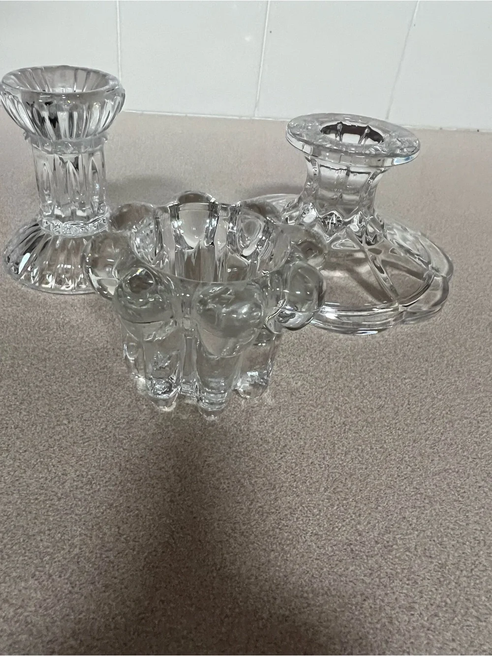 Clear Glass Candle Holders Set - Elegant Home Accents